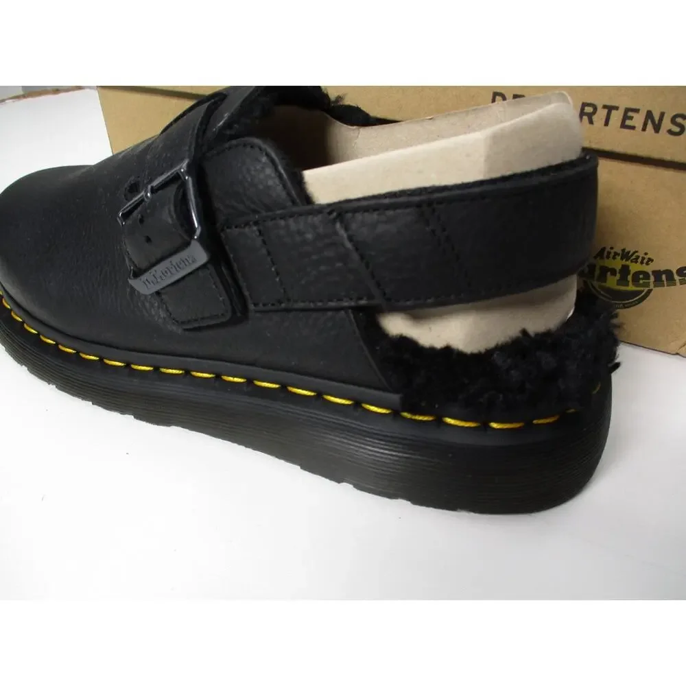 Dr Martens Jorge II Black Faux Fur Sling Back Mules Shoes Womens Sz 10 Mens Sz 9
